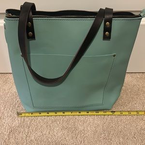 Portland Leather Zippered Medium Tote in Mint.